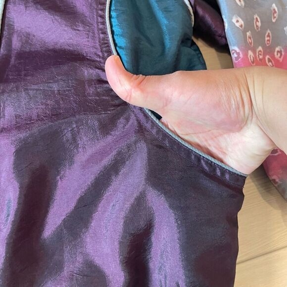 VTG 90's Windbreaker Bomber Jacket Womans L Colorblock Geometric Zip Hip Hop - Picture 4 of 7